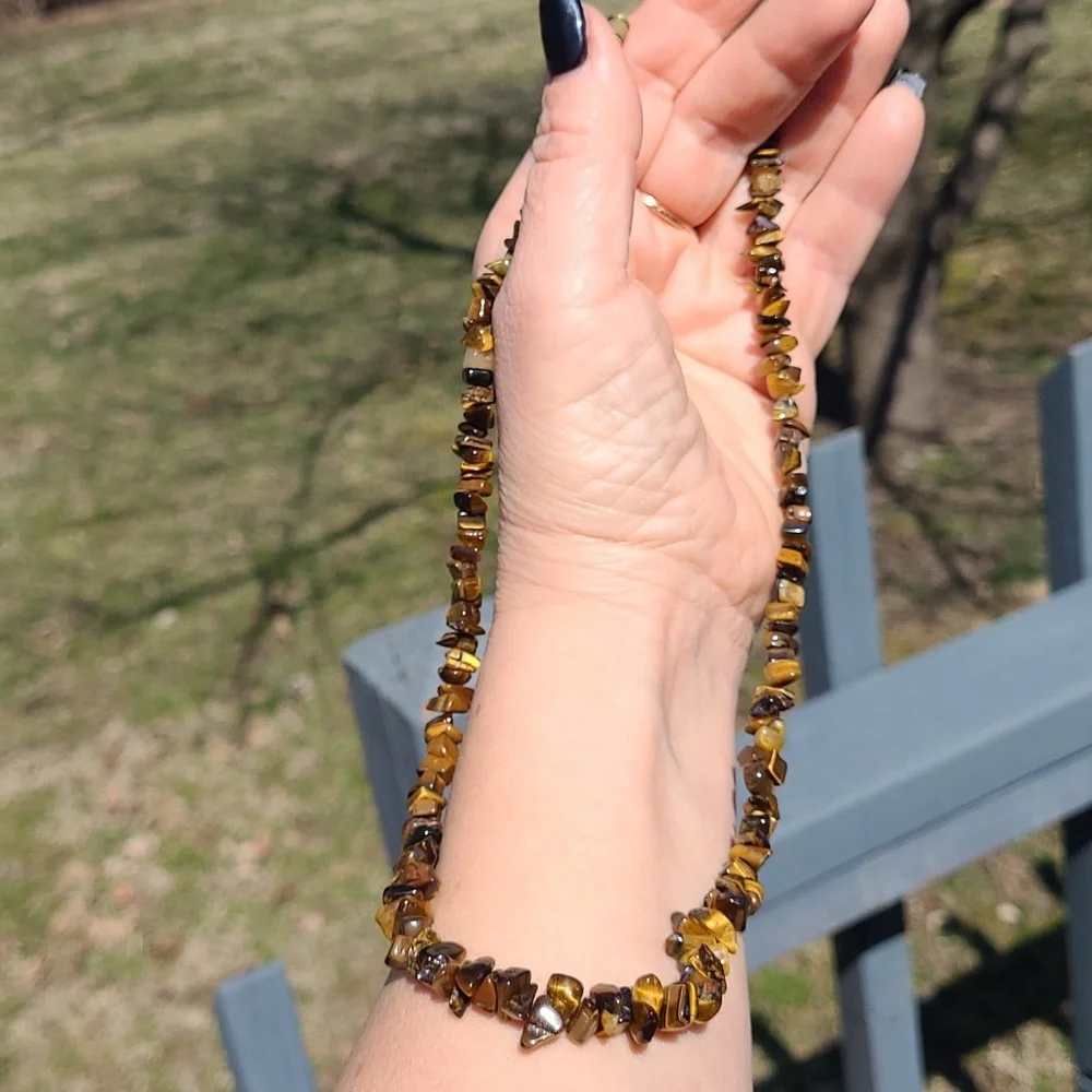 Tigers Eye Stone Chip Necklace 18